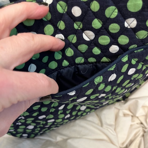 Vera Bradley green polka dot shoulder bag tote - Picture 5 of 9